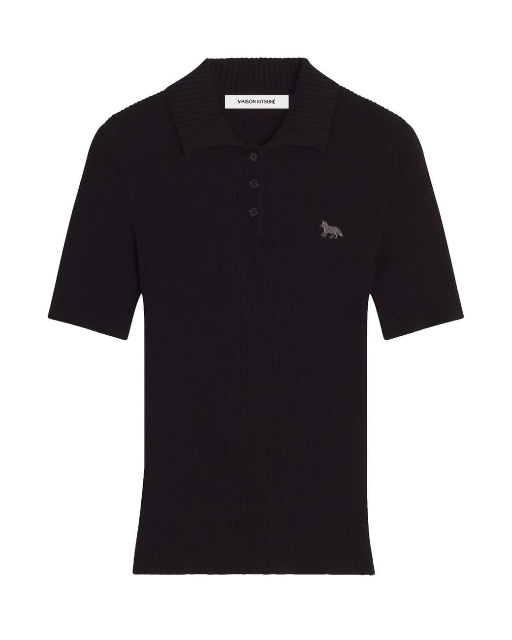 Maison Kitsuné Black Logo Polo Extrafine Merino Wool Shirts