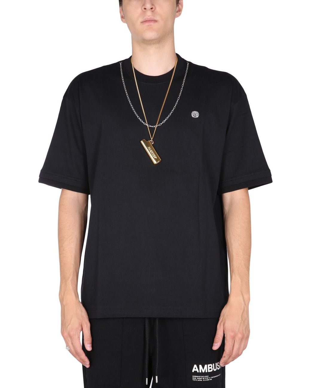 Ambush Black T Shirt With Iconic Chain for men