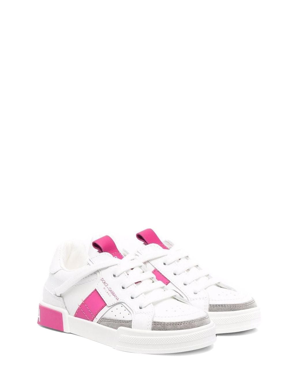 Dolce & Gabbana White Low Lace-Up Sneakers For All Ages