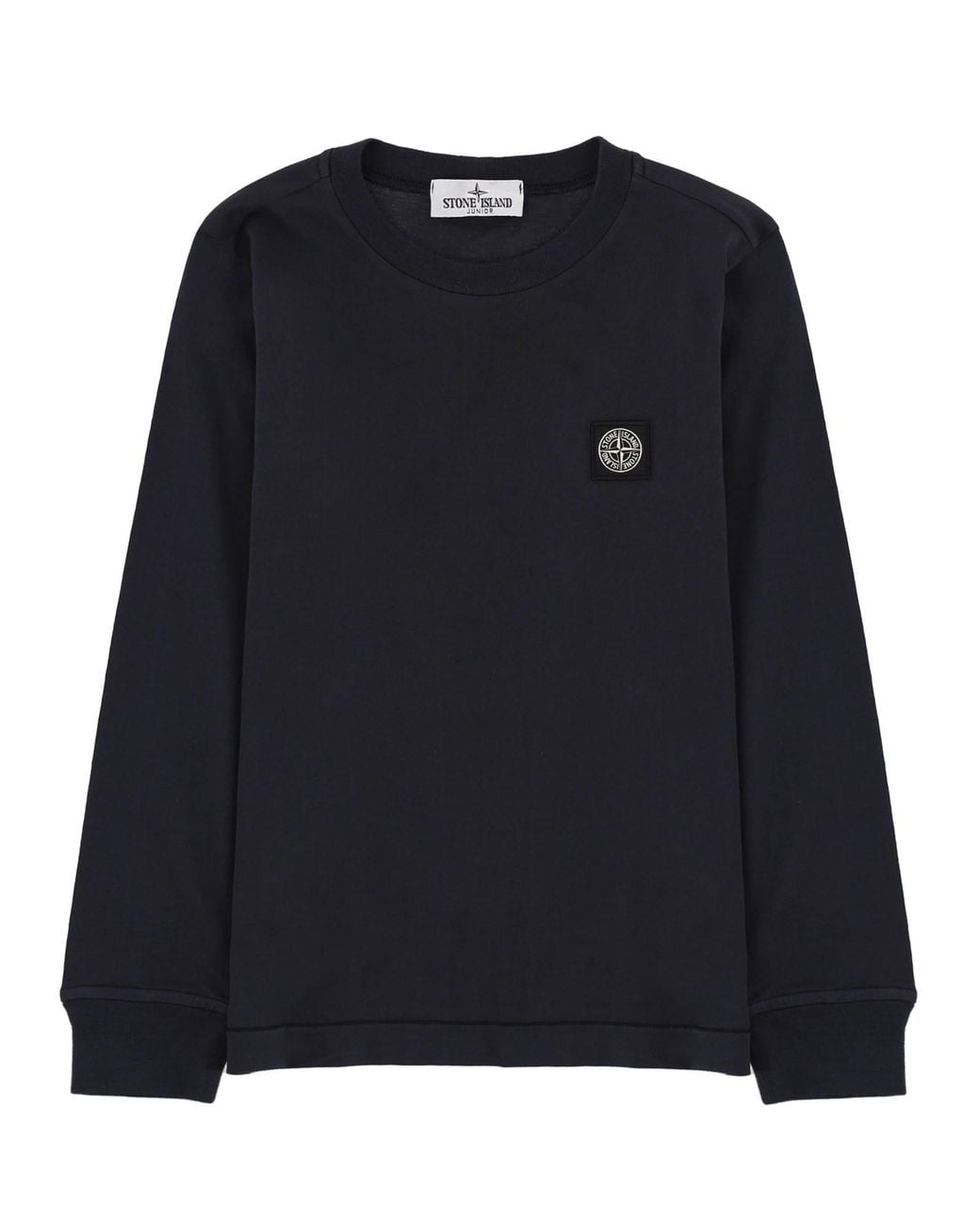 Stone Island Black T-Shirt A Manica Lunga Con Patch Logo