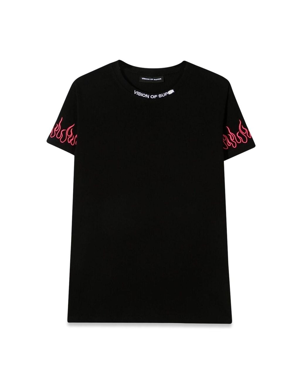 Vision Of Super Black Embroidered Tshirt Fuchsia Flame