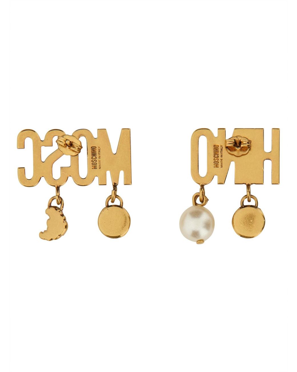 Orecchini Logo di Moschino in Metallic