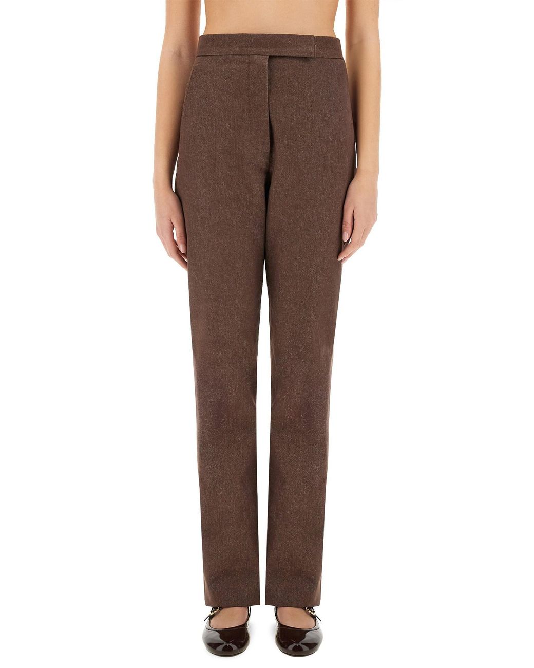 Max Mara Brown Straight Flat Front Pant