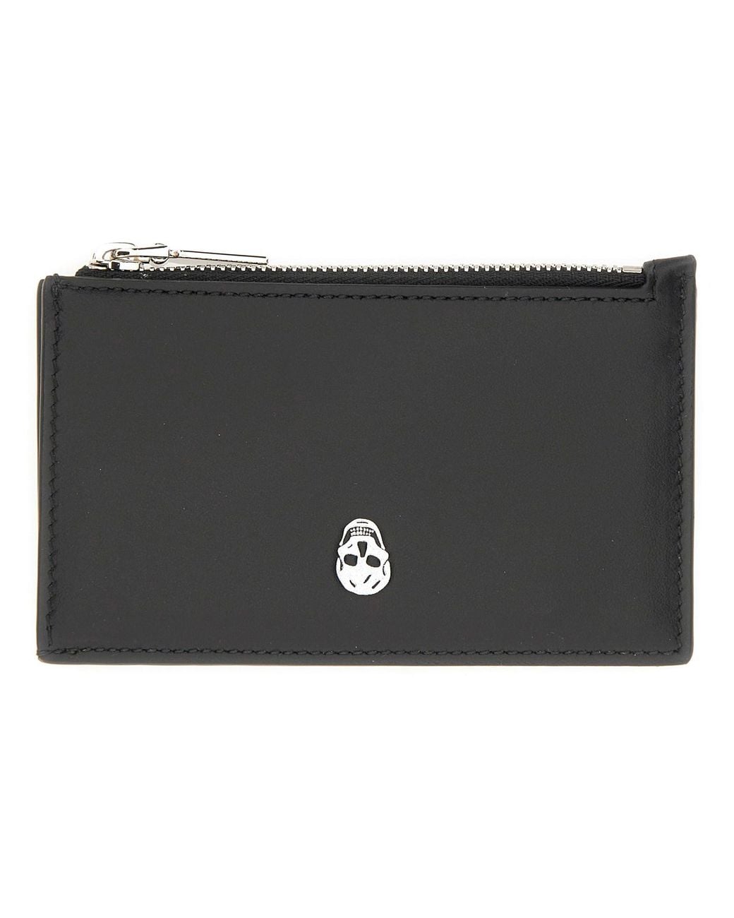McQueen Black Card Holder "Skull" for men