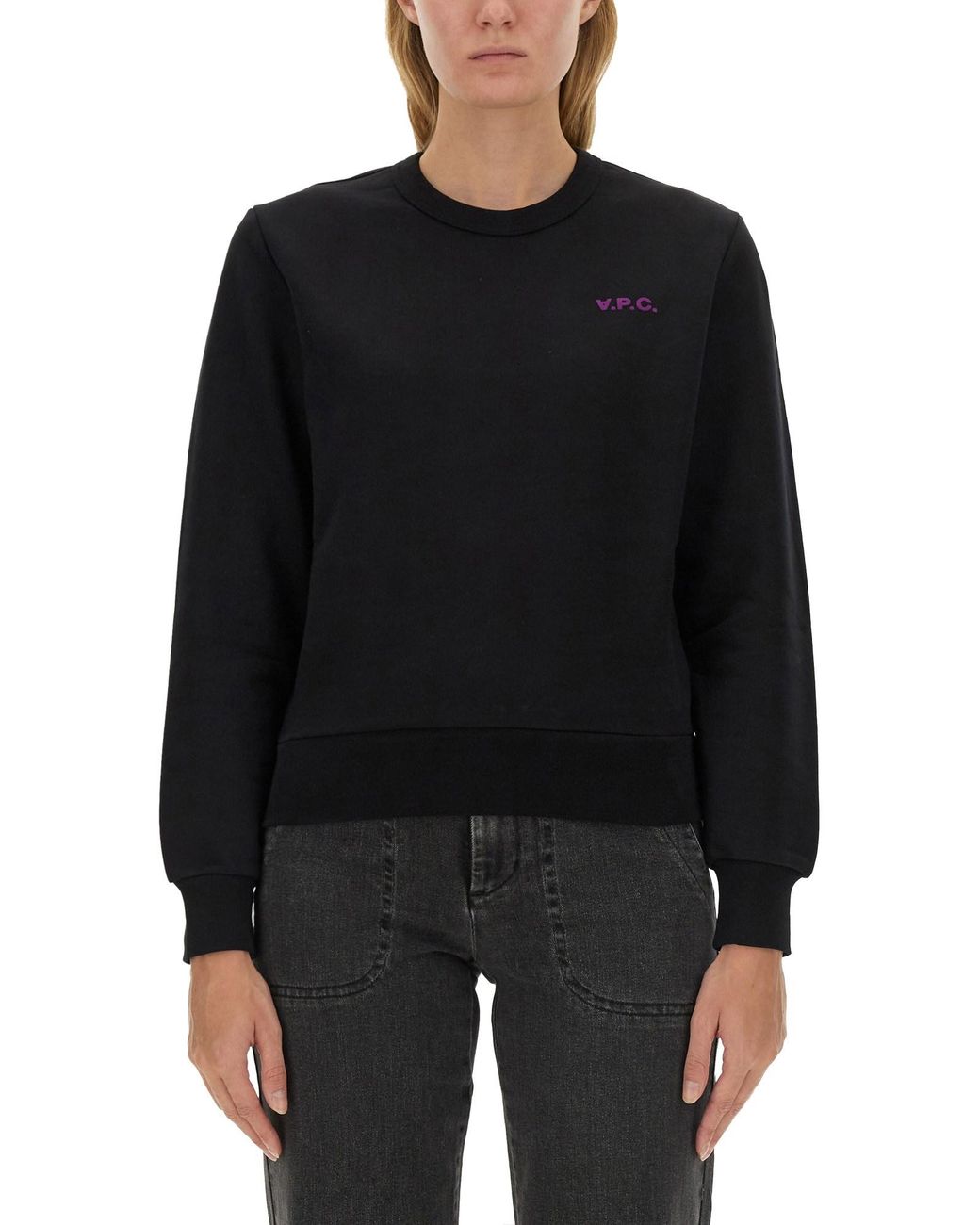 A.P.C. Black Relaxed-Fit Cotton Sweatshirt With Logo Detail