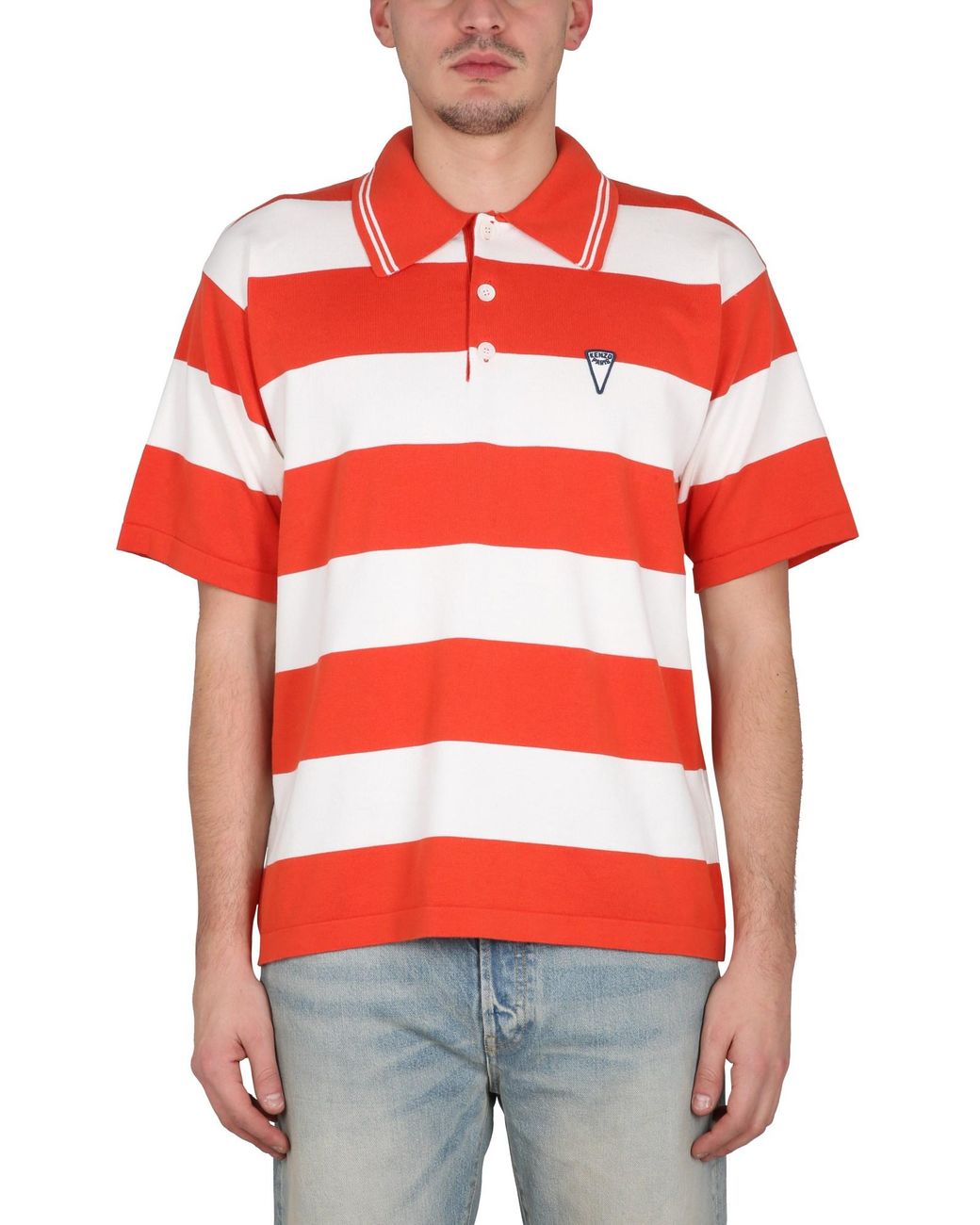 KENZO Red Nautical Stripes Polo Shirt for men