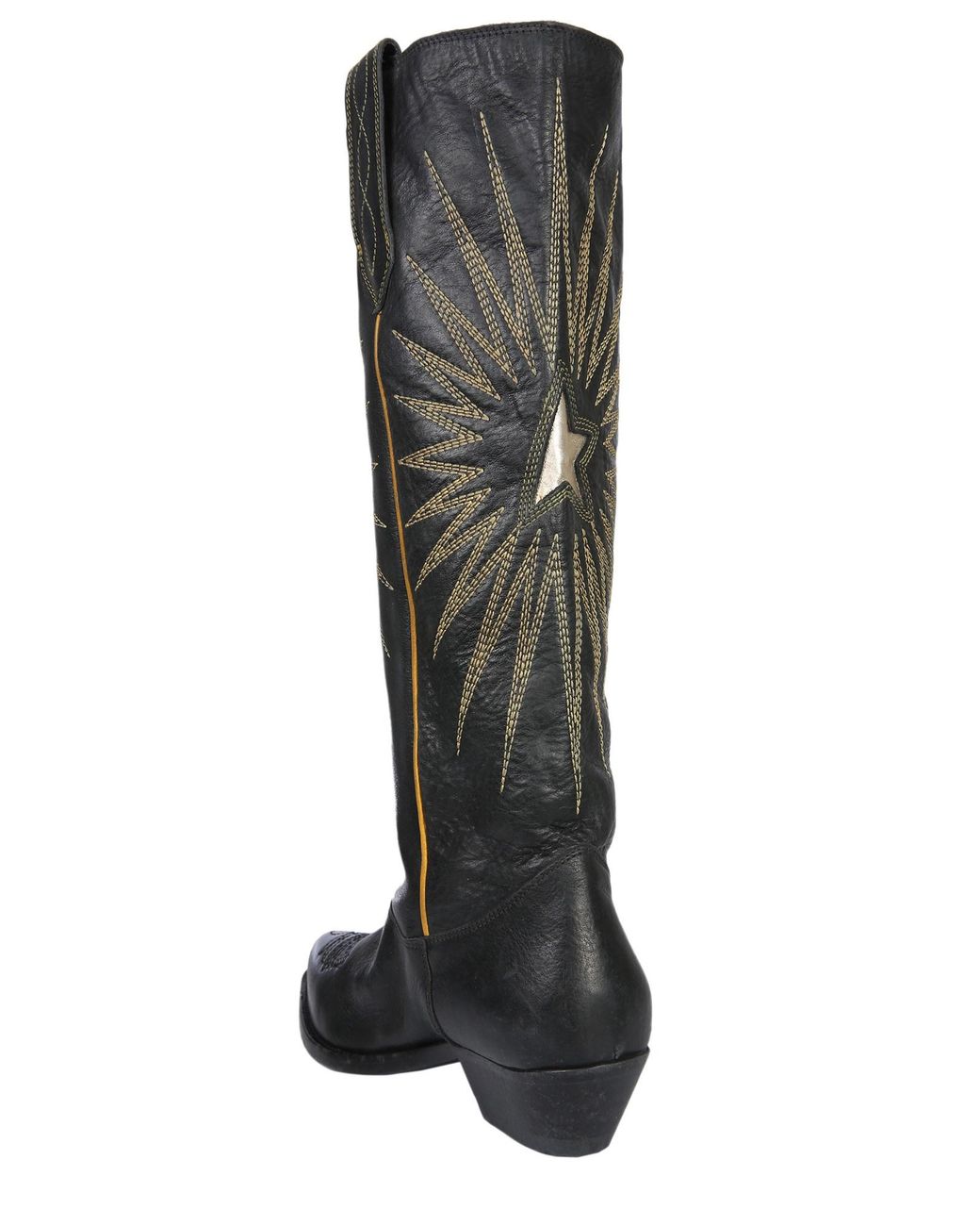 golden goose deluxe brand men's black texano wish star in vintage leather