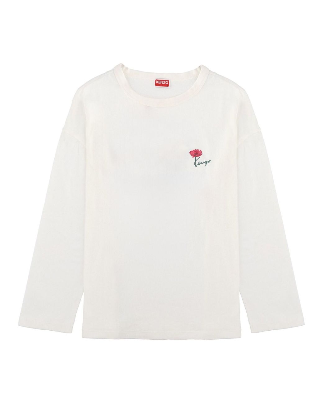 KENZO White Long-Sleeve T-Shirt Tulip Cotton T-Shirts