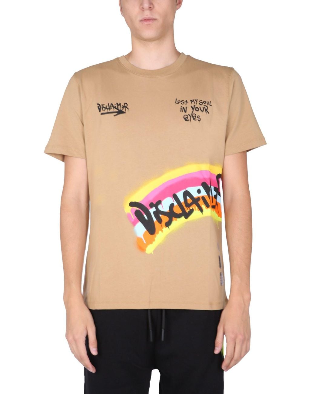 DISCLAIMER Black T-shirt With Screen Print for men