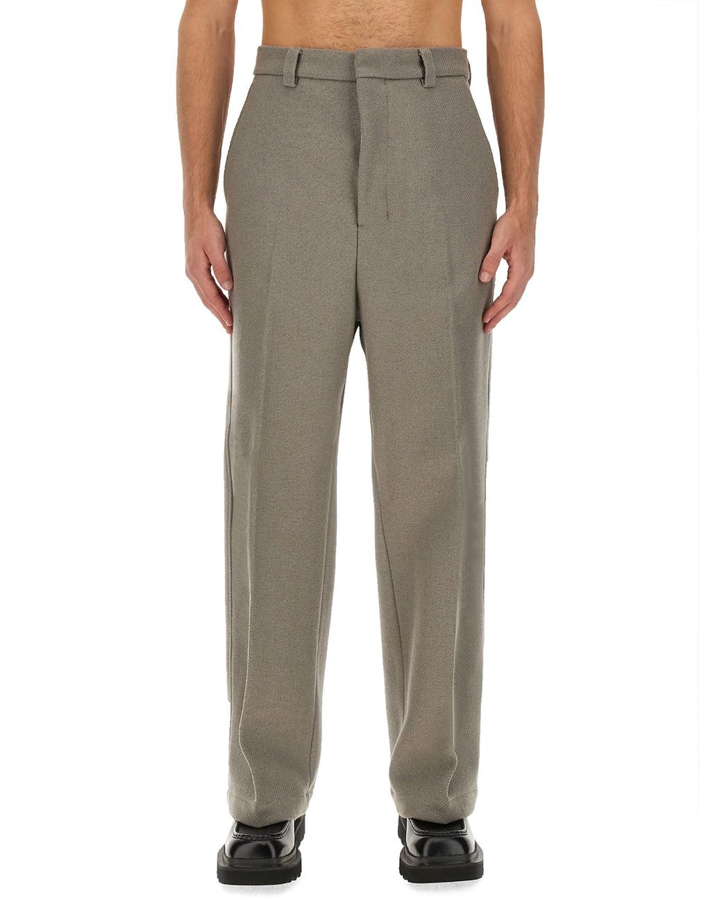 AMI White Relaxed Straight-Leg Suit Pants With Mid-Rise Waist for men