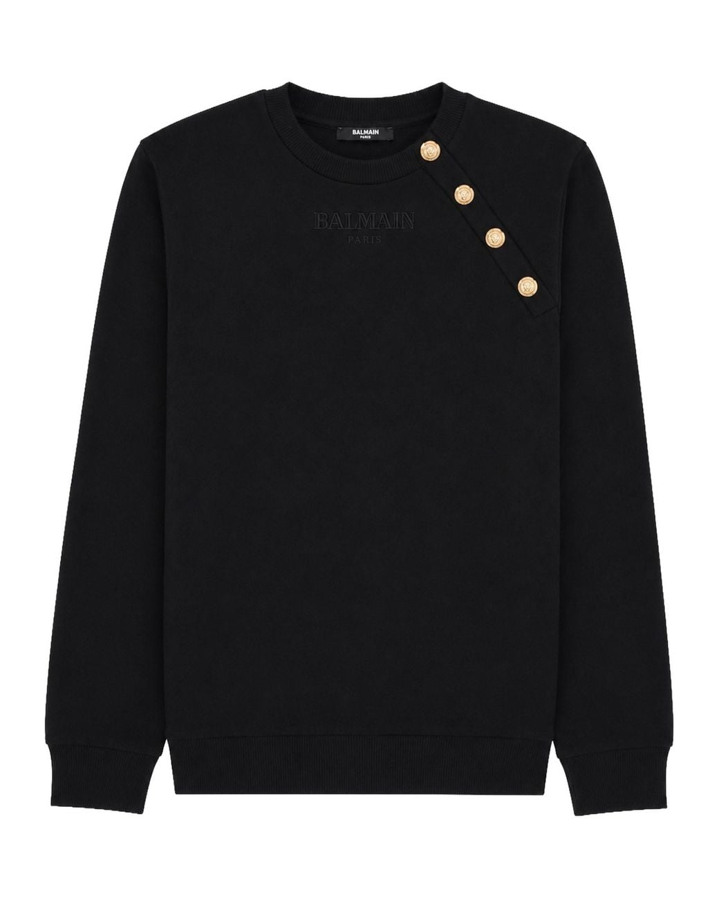 Balmain Black Felpa Girocollo Con Bottoni