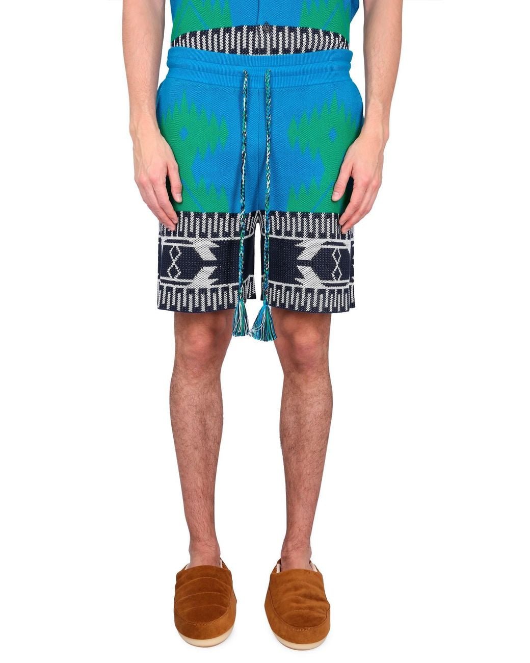 Alanui Blue Piquet Bermuda for men