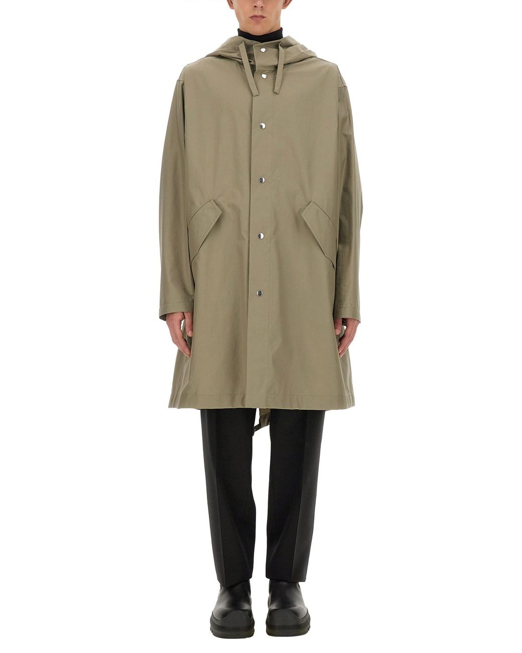 Jil Sander Natural Hooded Casual Jacket With Flared Silhouette for men