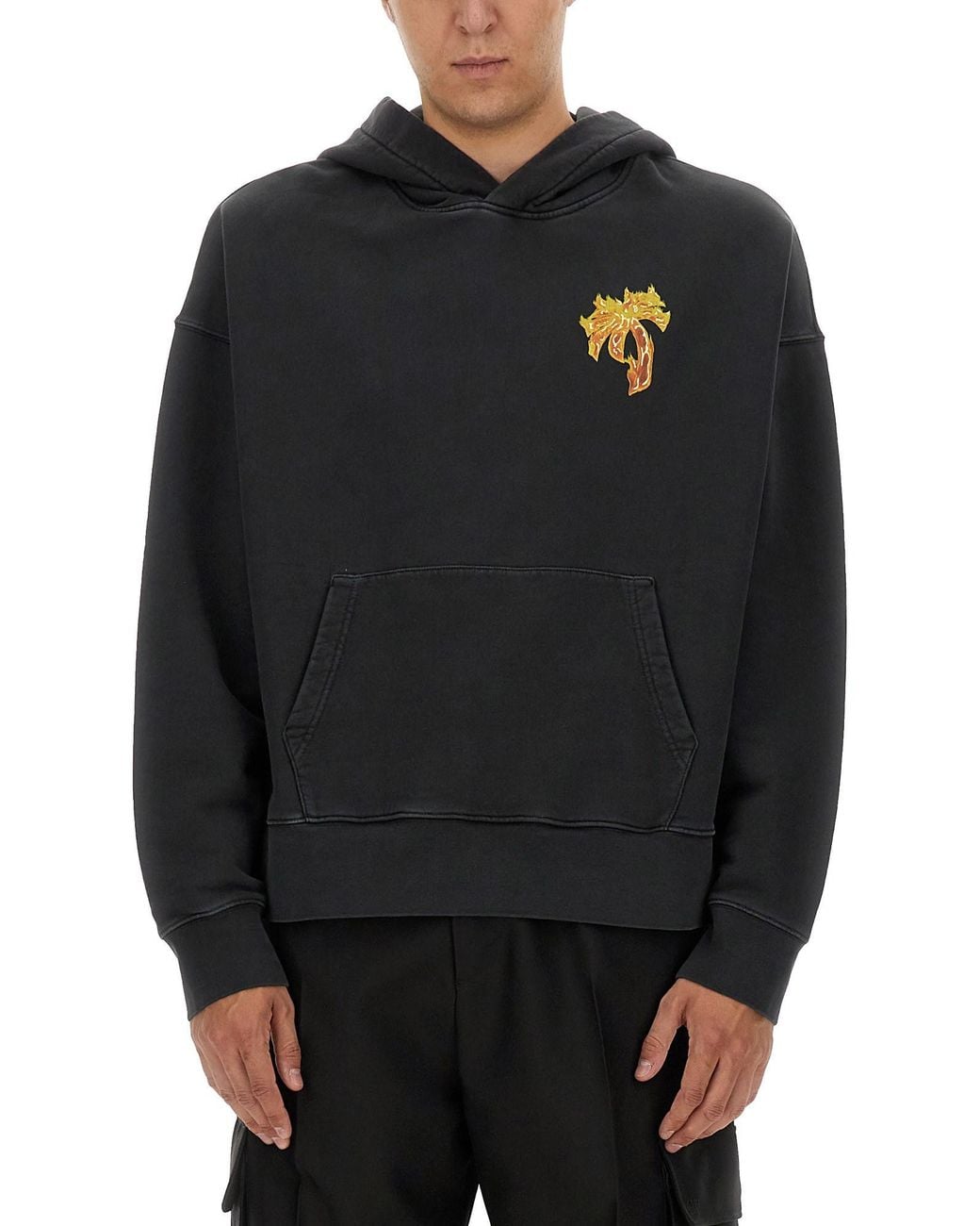 Palm Angels Black Cotton Hoodie for men