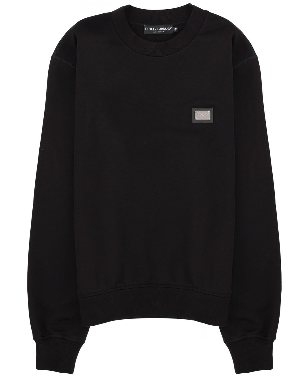 Dolce & Gabbana Black Sweatshirt With Logo Patch Cotton Sweatshirts for men