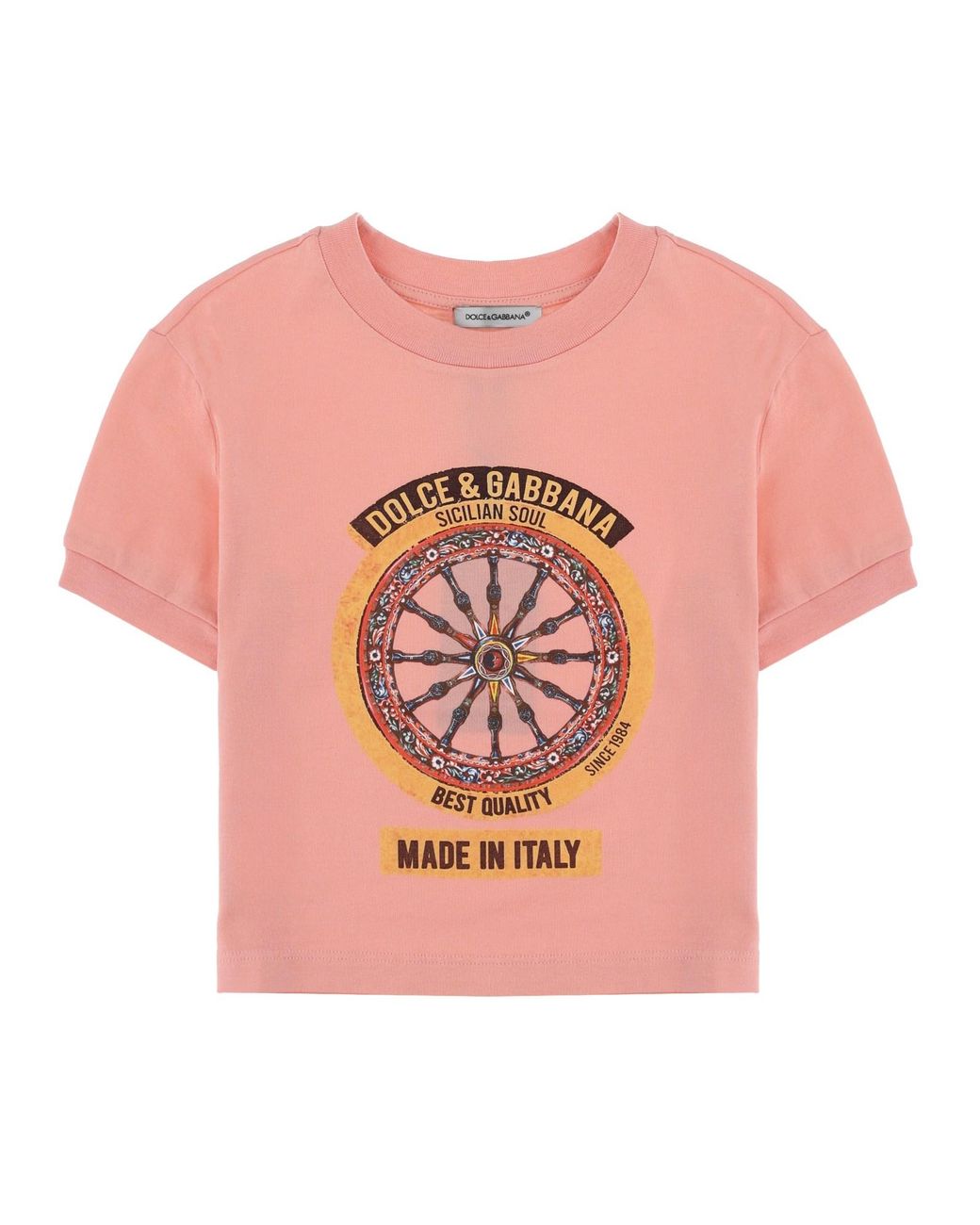 Dolce & Gabbana Pink Kids Cotton T-Shirt With Short Sleeves