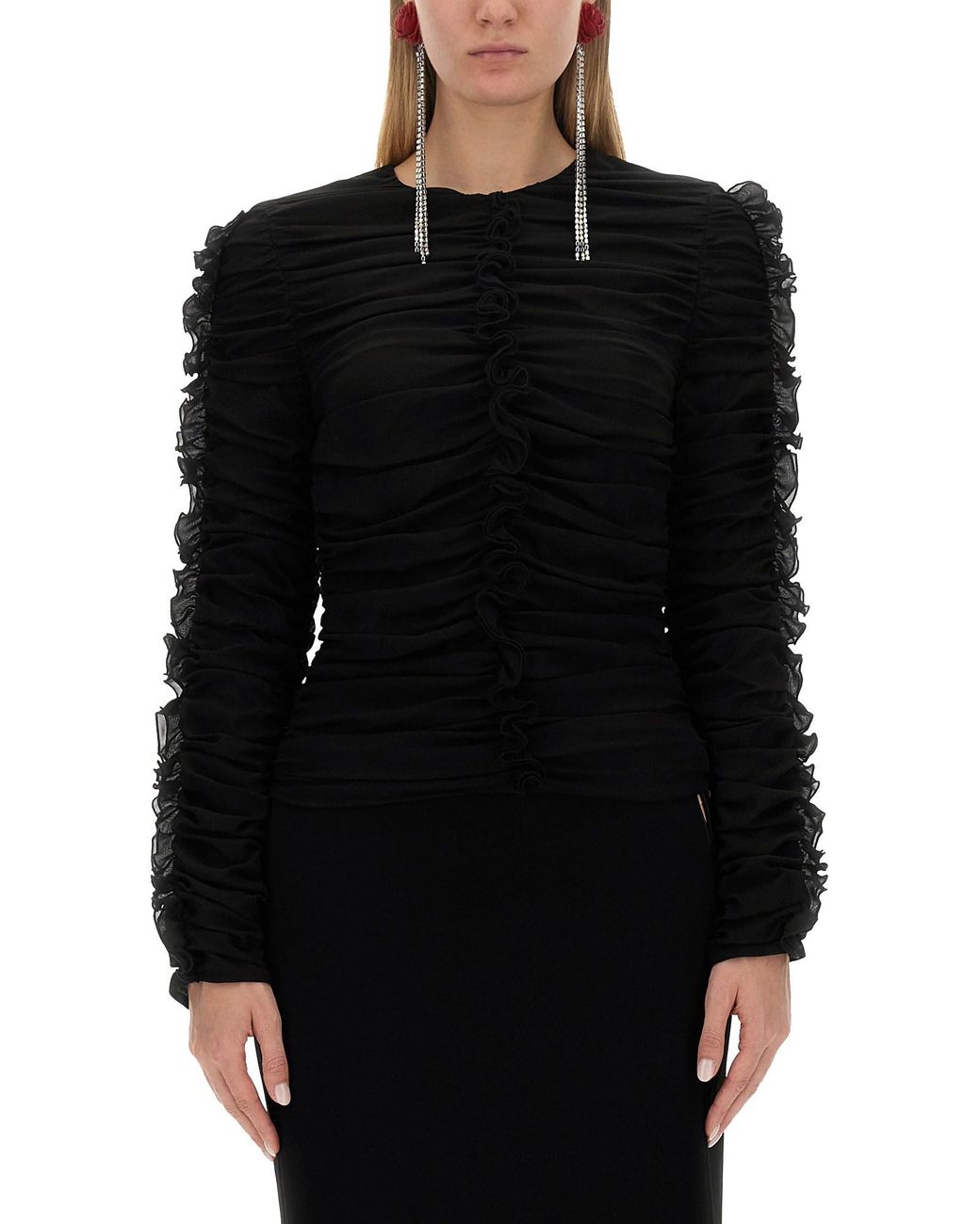 Magda Butrym Black Tops With Ruches