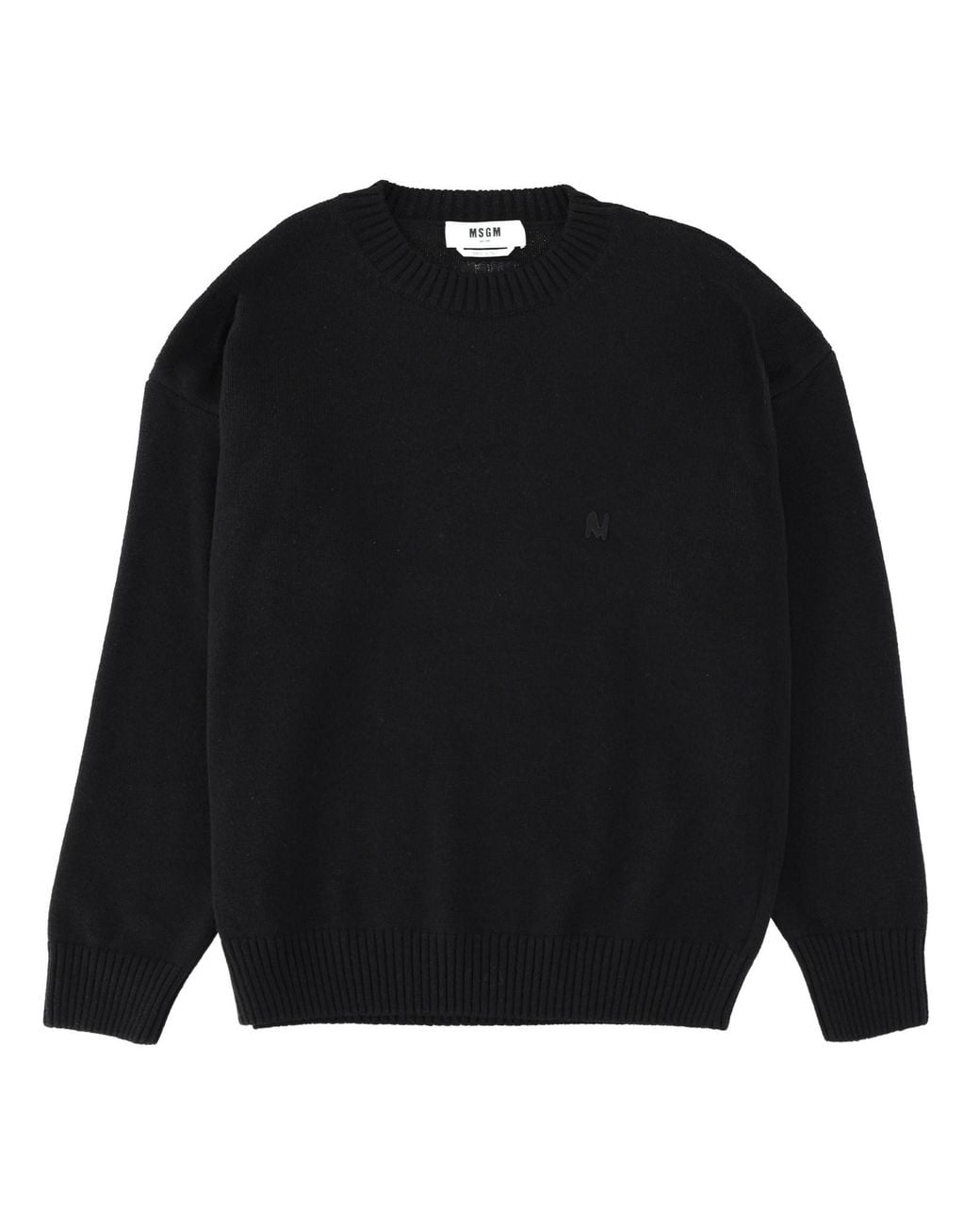 MSGM Black Crew Neck Sweaters for men