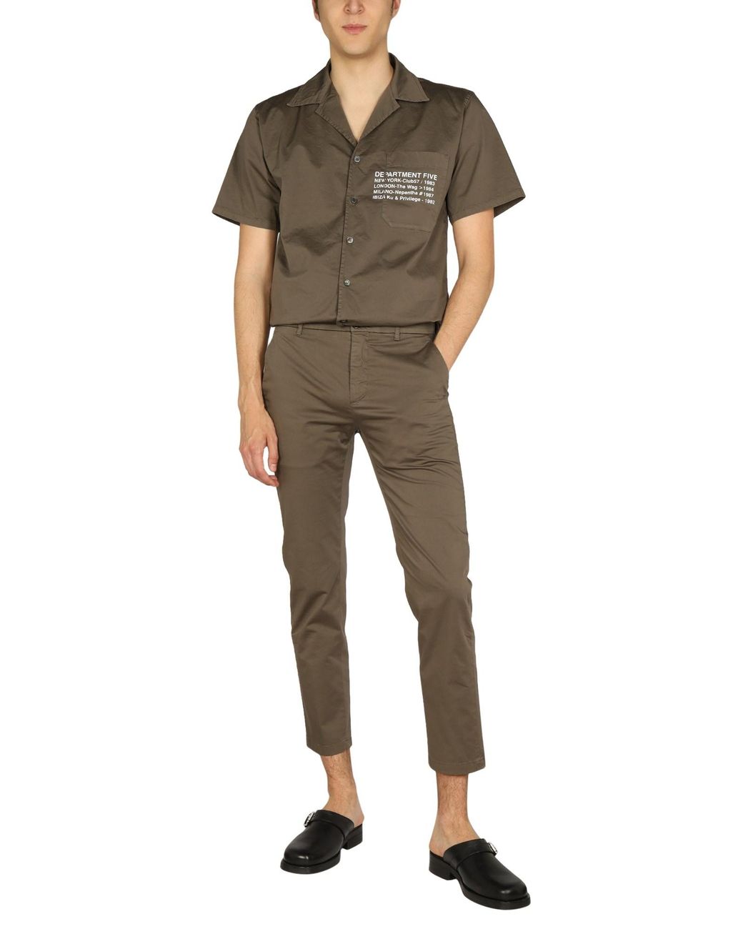 CAMICIA HAWAIANA IN COTONE CON STAMPA LOGO di Department 5 in Green da Uomo