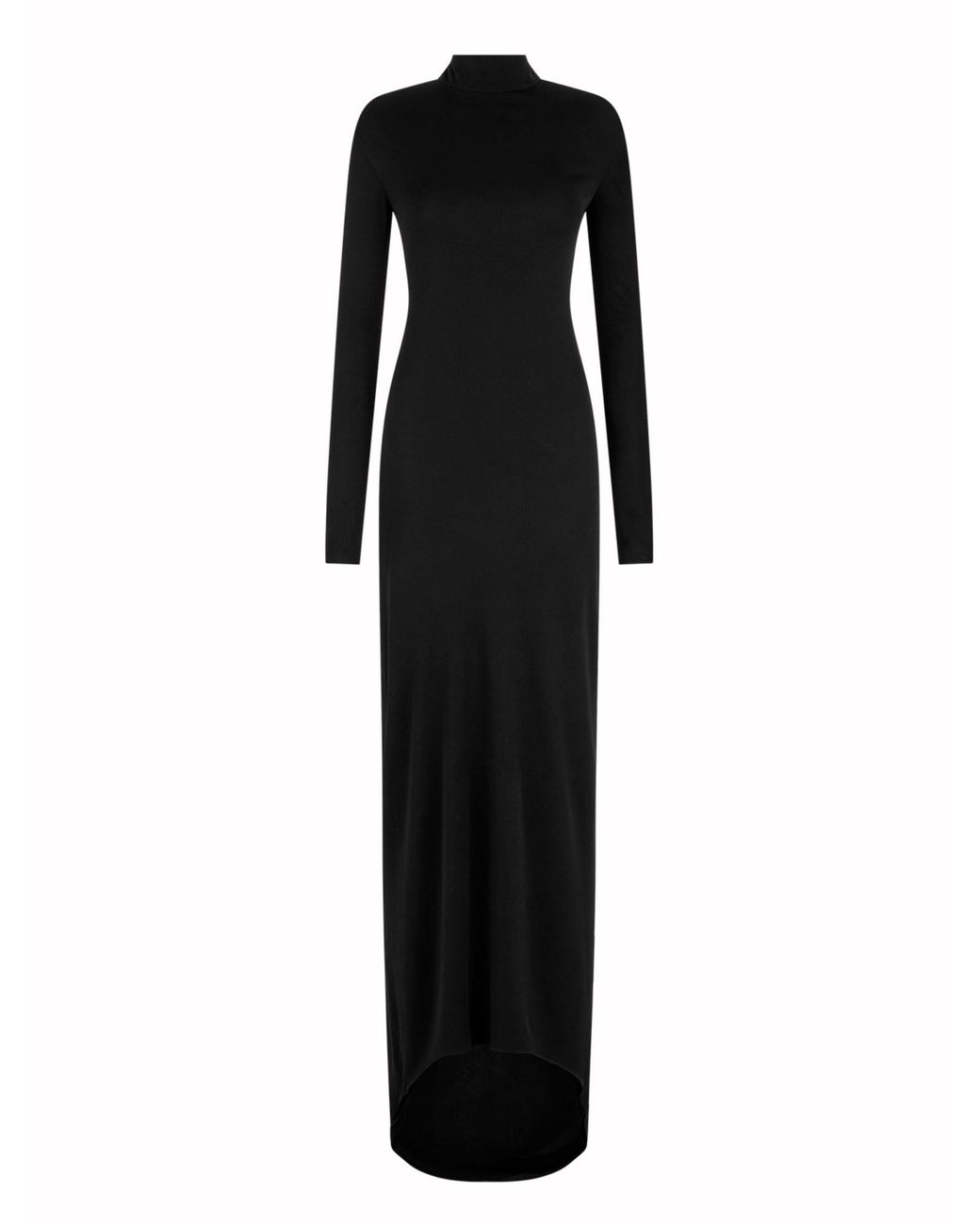 Tom Ford Black Long Sleeve Asymmetric Evening Dress With Twisted Back