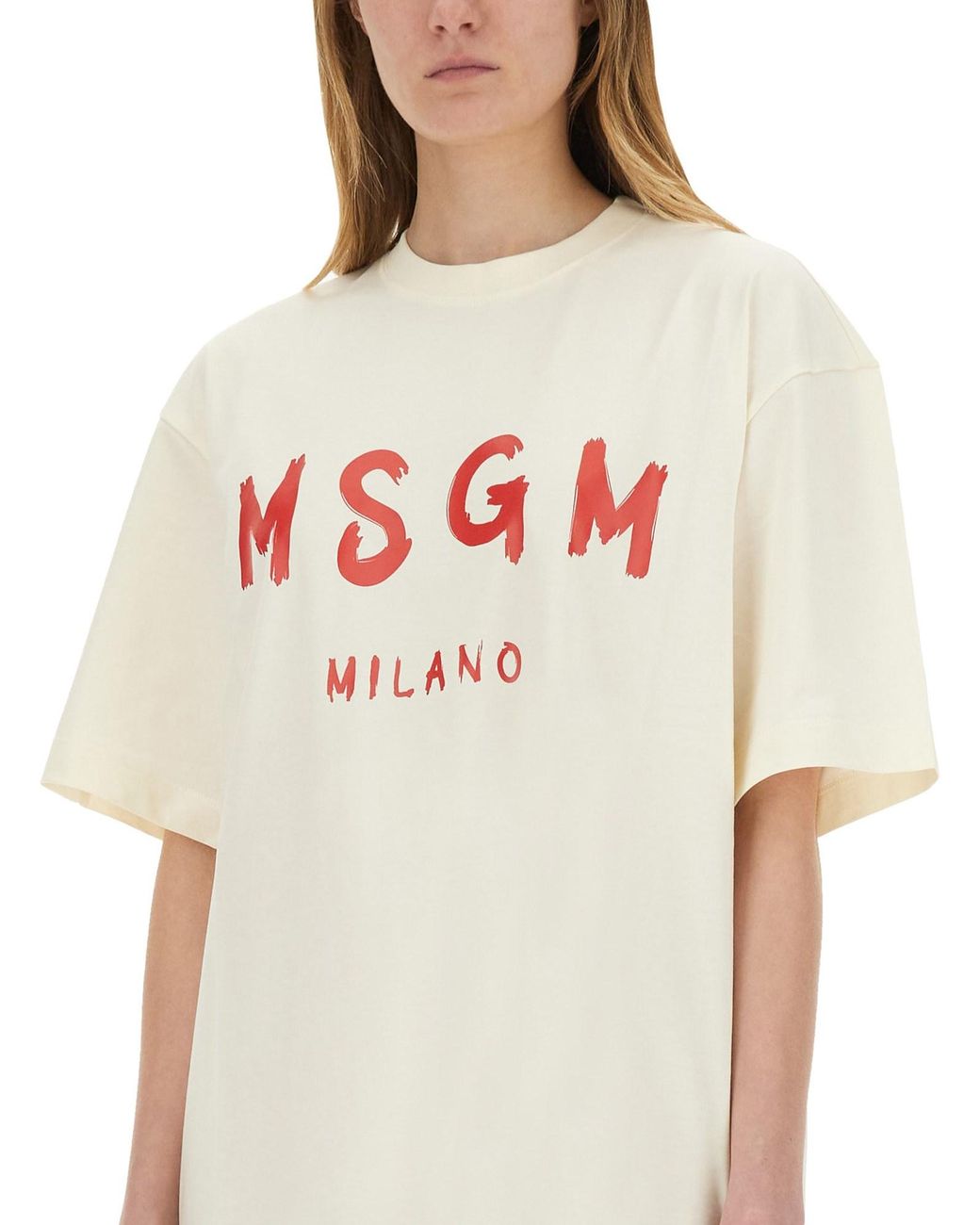 Abito Corto Con Logo di MSGM in White