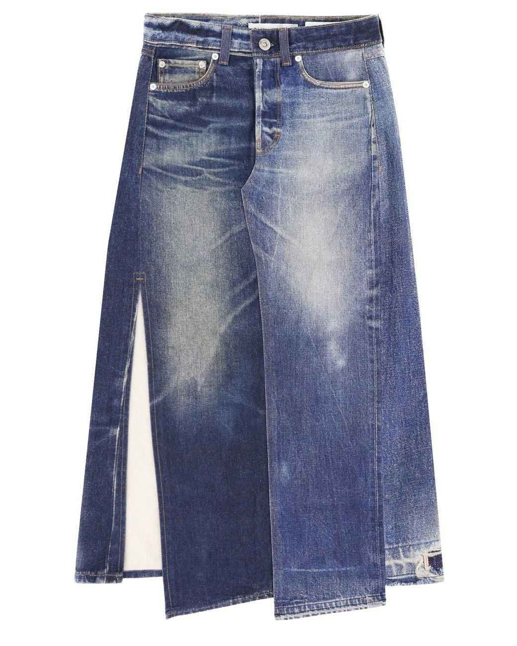 Our Legacy Blue Patchwork Midi Skirt