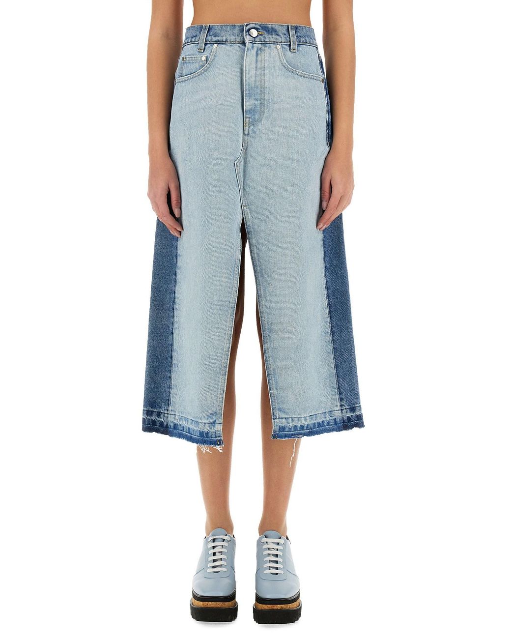 Stella McCartney Blue Denim Skirt With Contrasting Panel