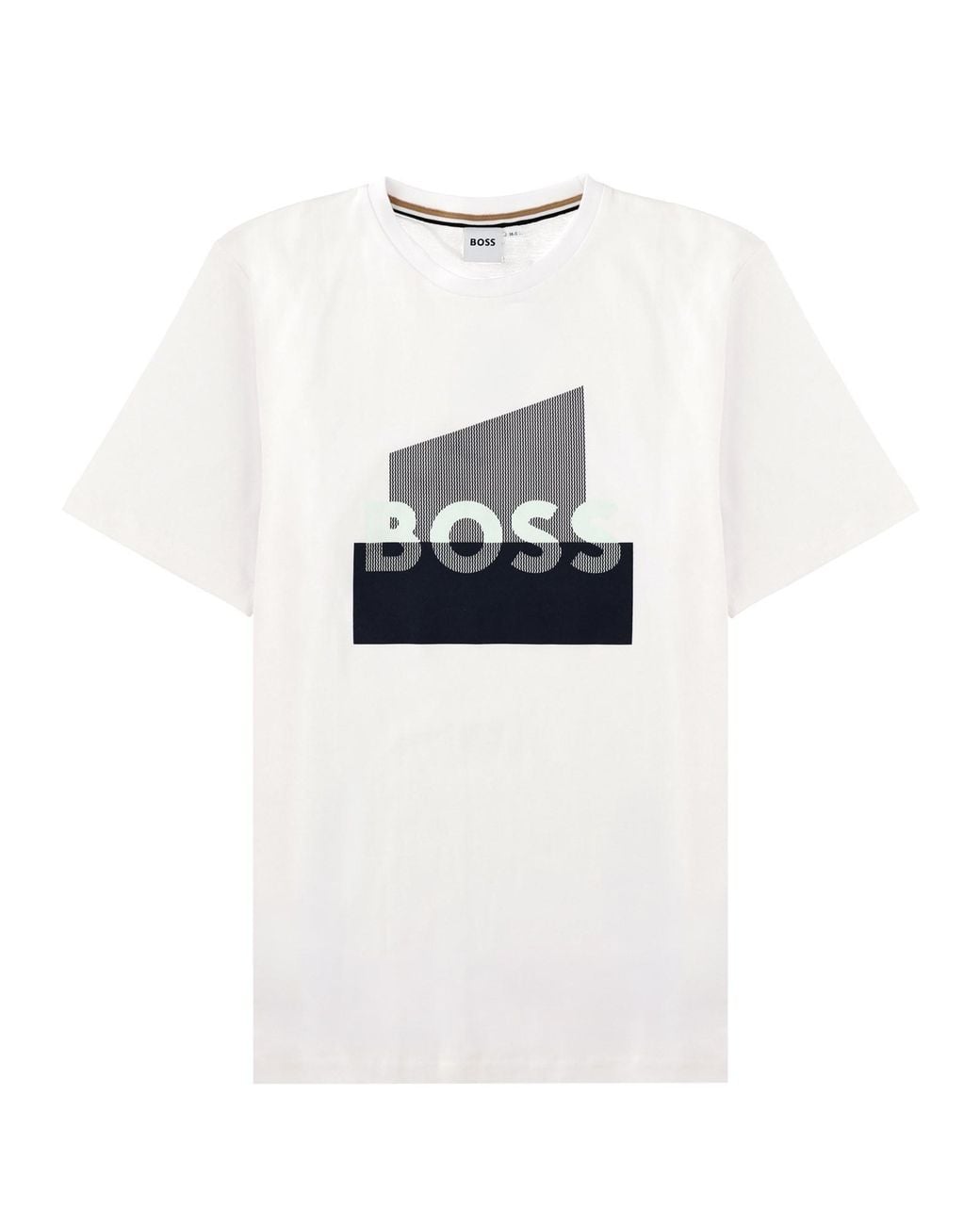 Boss White T-Shirt Con Logo Grafico