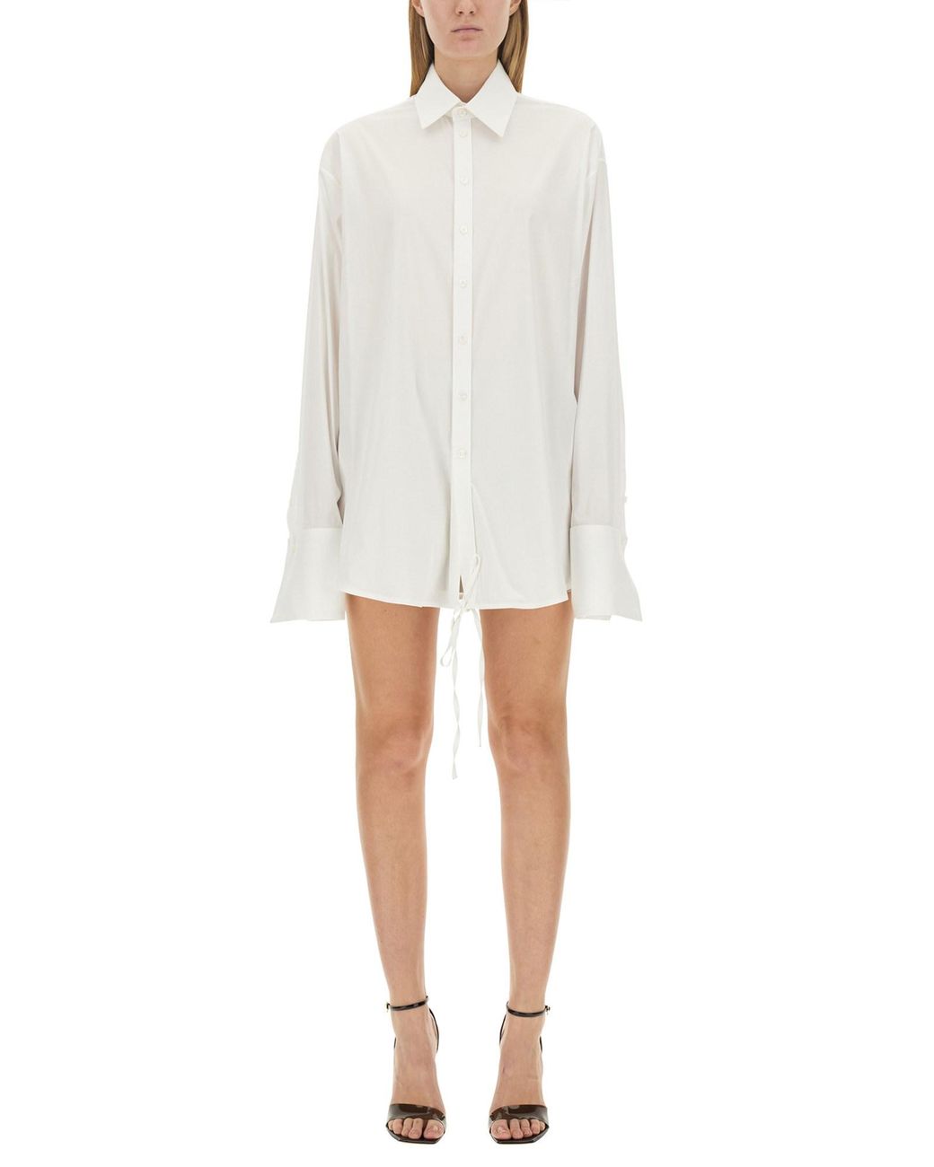 Drawstring Shirt-Donna di Peter Do in White