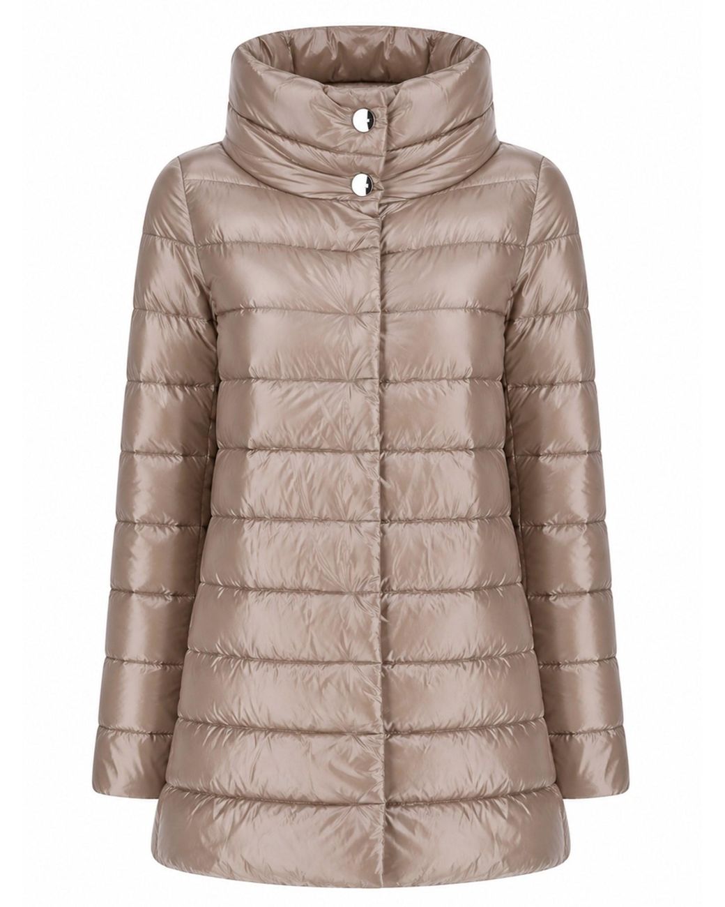 Herno Brown Lightweight Quilted Jacket With High Collar And Flared Hem