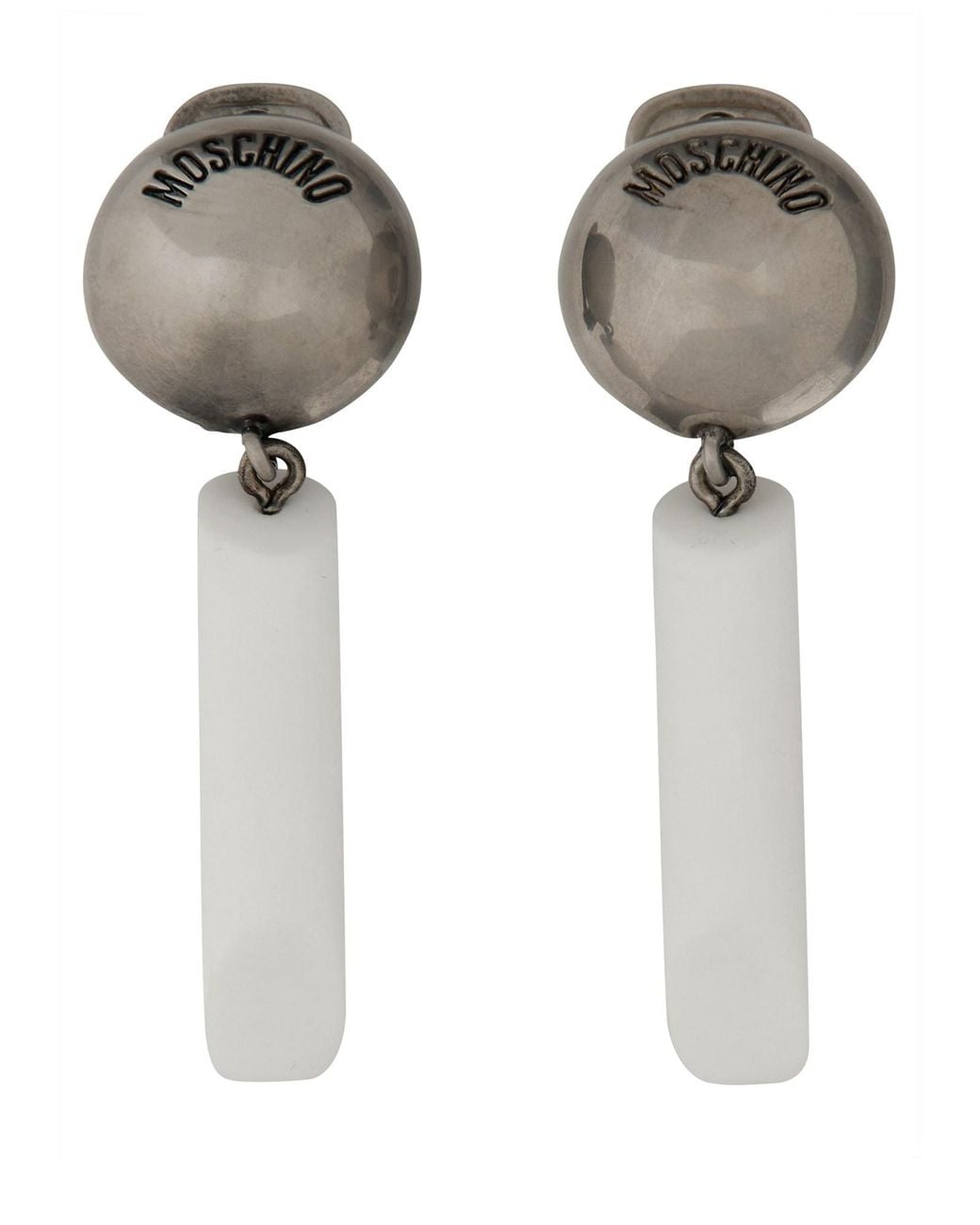 Orecchini Con Logo di Moschino in White
