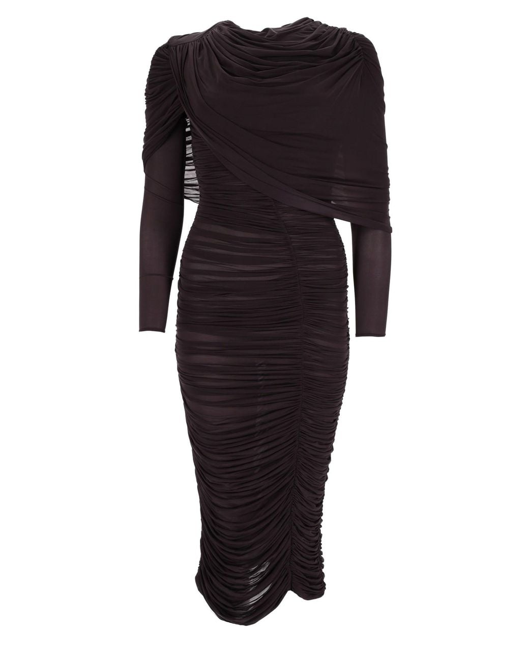 Magda Butrym Black Abito Drappeggiato Con Cappa