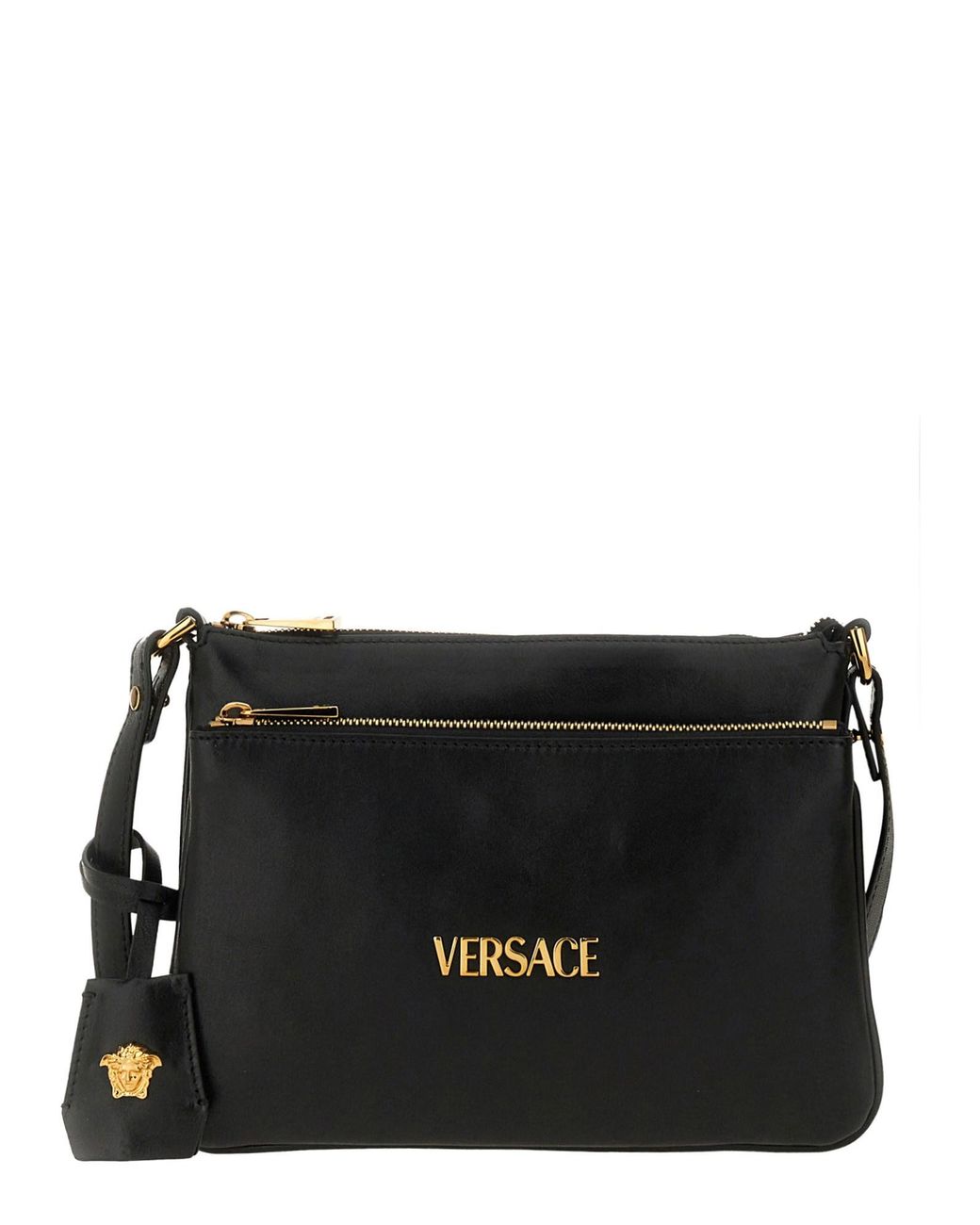 Borsa A Tracolla "Tag" di Versace in Black da Uomo