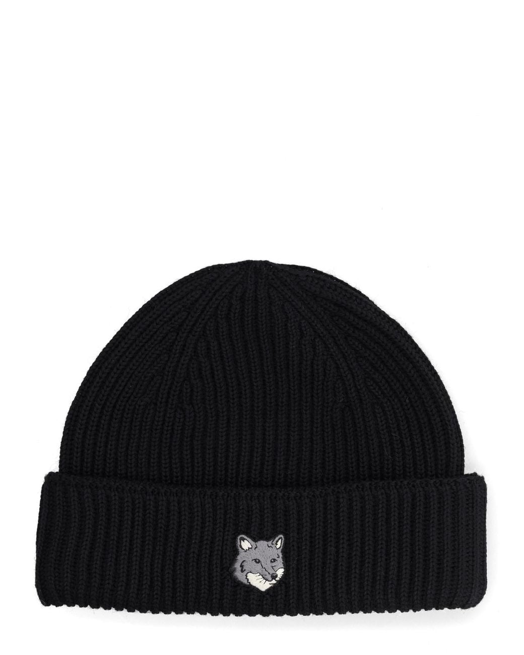 Maison Kitsuné Black Berretto "Fox Head Large" for men