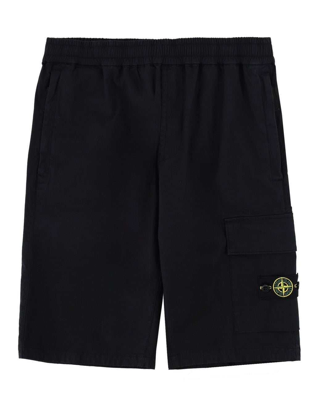 Stone Island Black Shorts Regular Fit Con Patch Logo