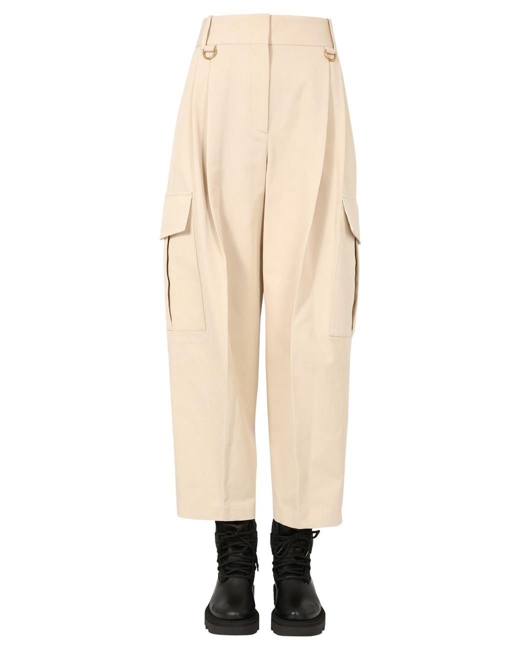 Givenchy Natural Cotton Cargo Pants With Metal Details