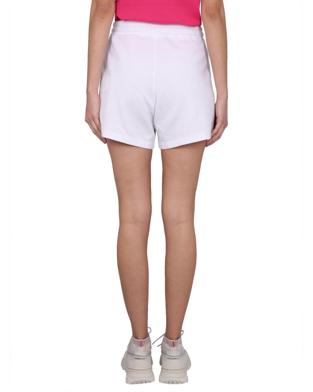 SHORT IN COTONE CON PATCH LOGO di Moncler in White