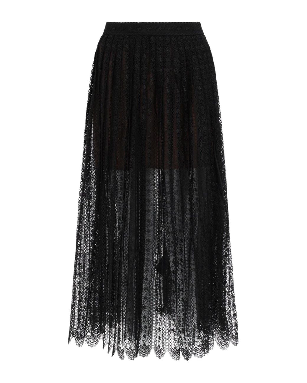 Self-Portrait Black Lace Midi Skirt