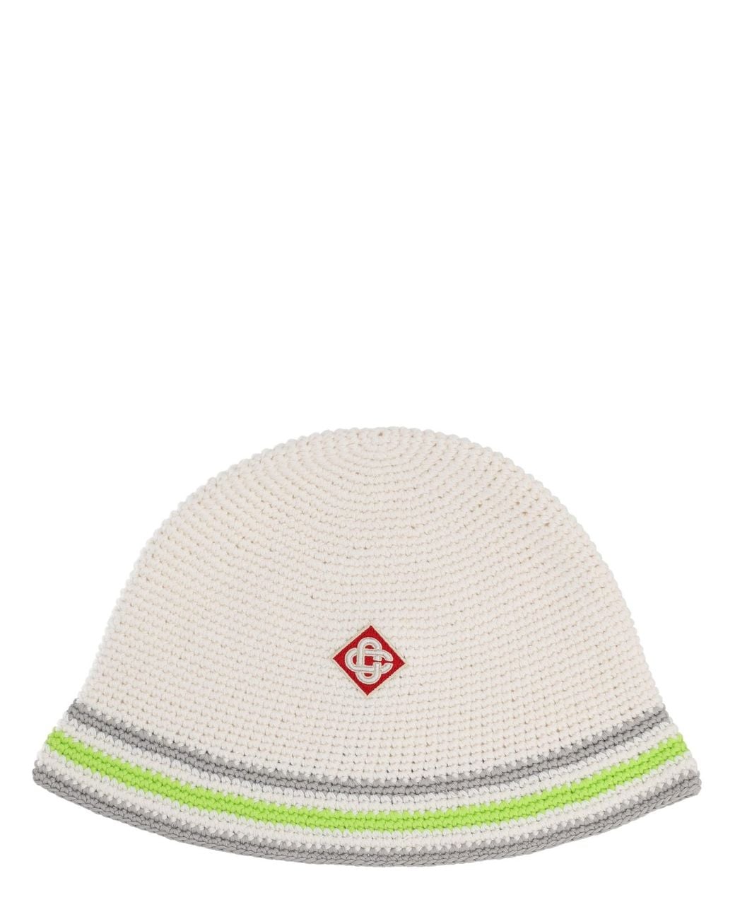 Casablanca White Knit Hat With Logo