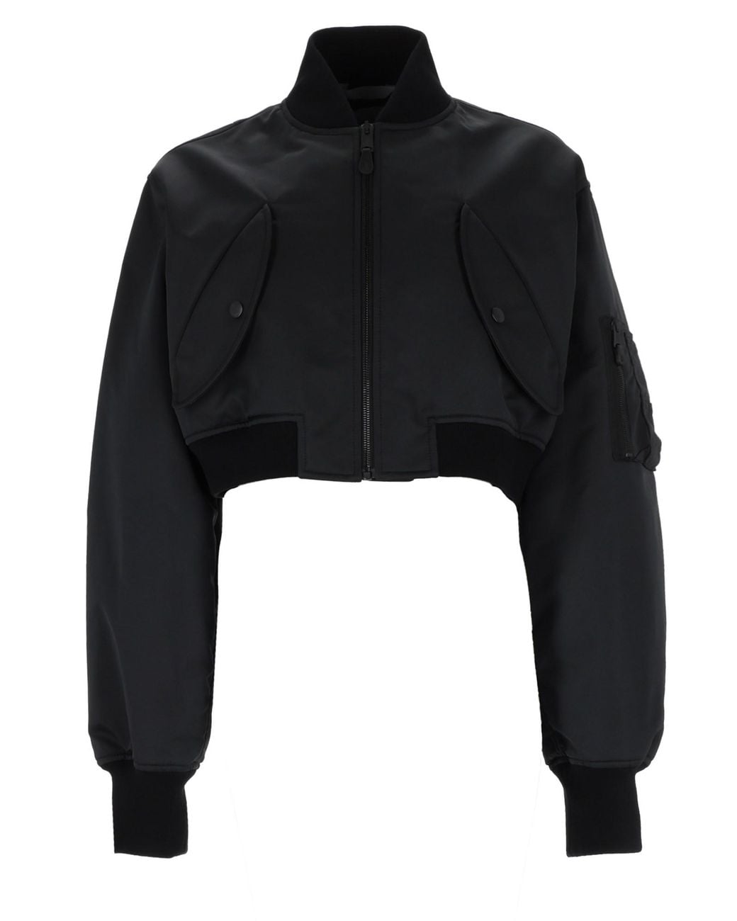 Balenciaga Black Bomber Cropped Con Zip