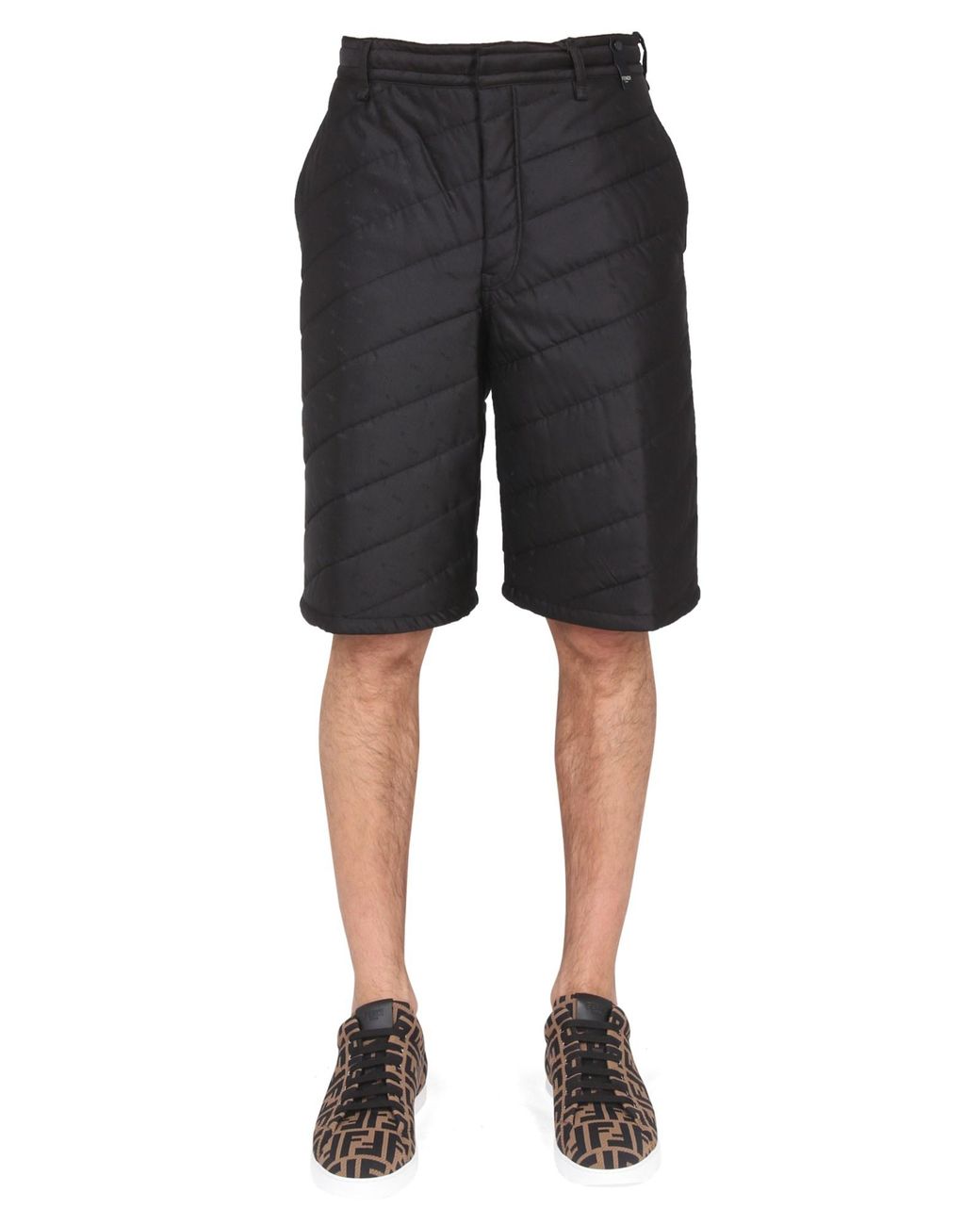 Fendi Black Quilted Bermuda Shorts for men
