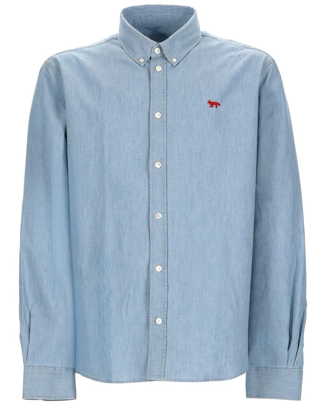 Maison Kitsuné Blue Camicia "Profile Fox" for men