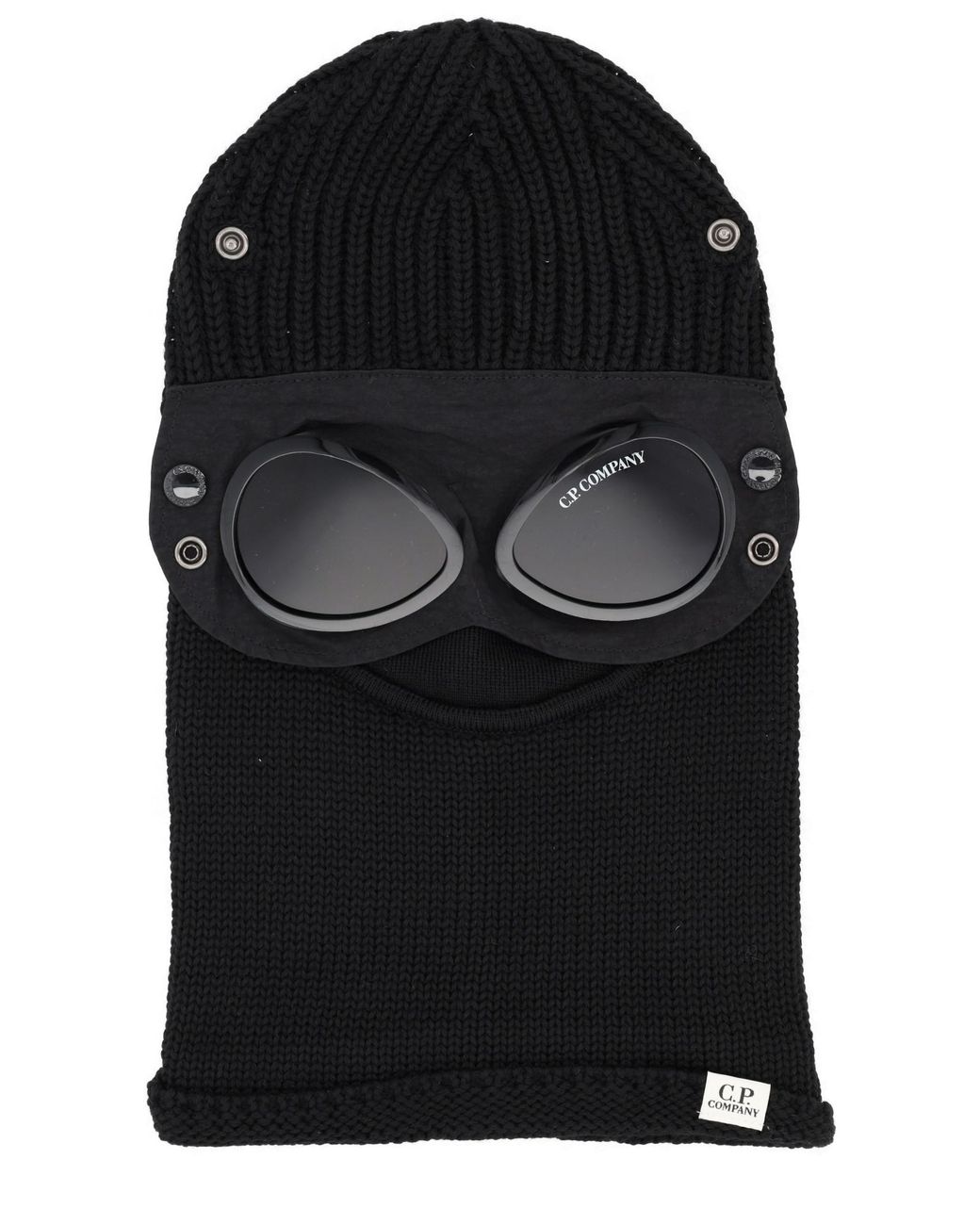 C P Company Black Balaclava With Eyeglass for men