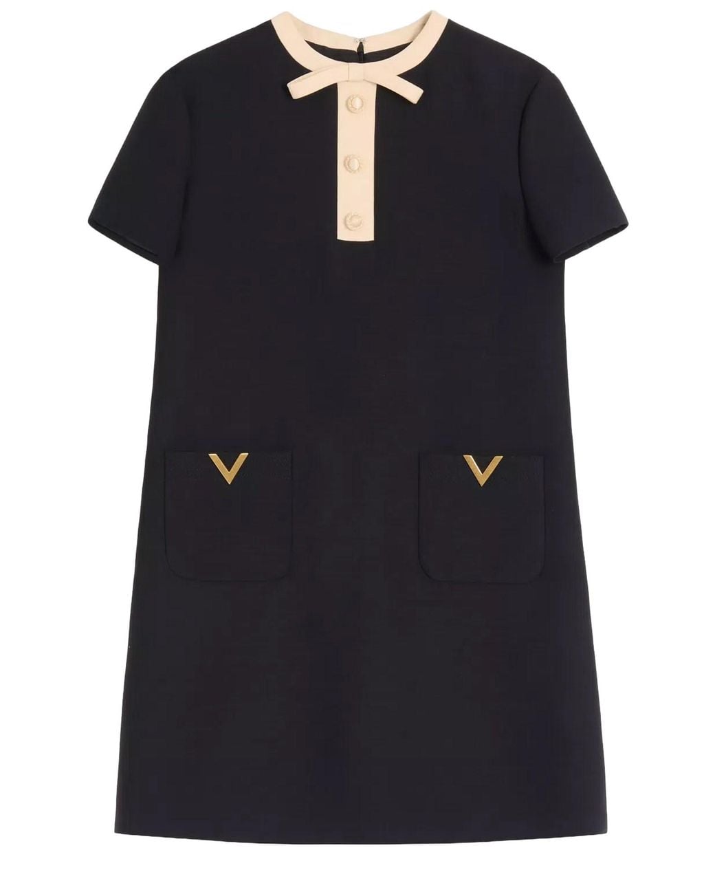 Valentino Black Wool And Silk Mini Dress