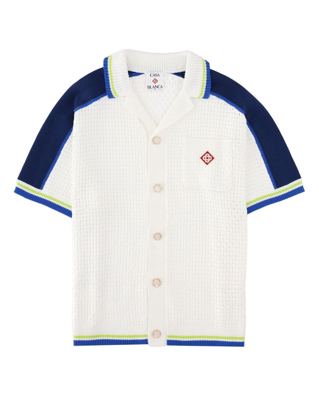 Casablanca Blue Short-Sleeve Knit Button-Up Shirt for men