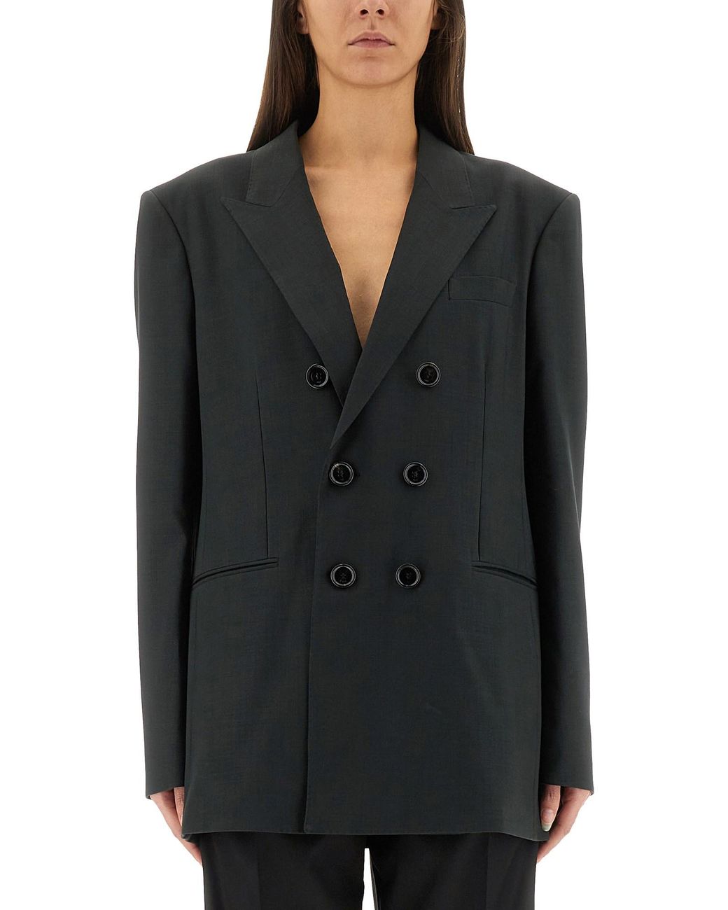 AMI Black Six-Button Jacket