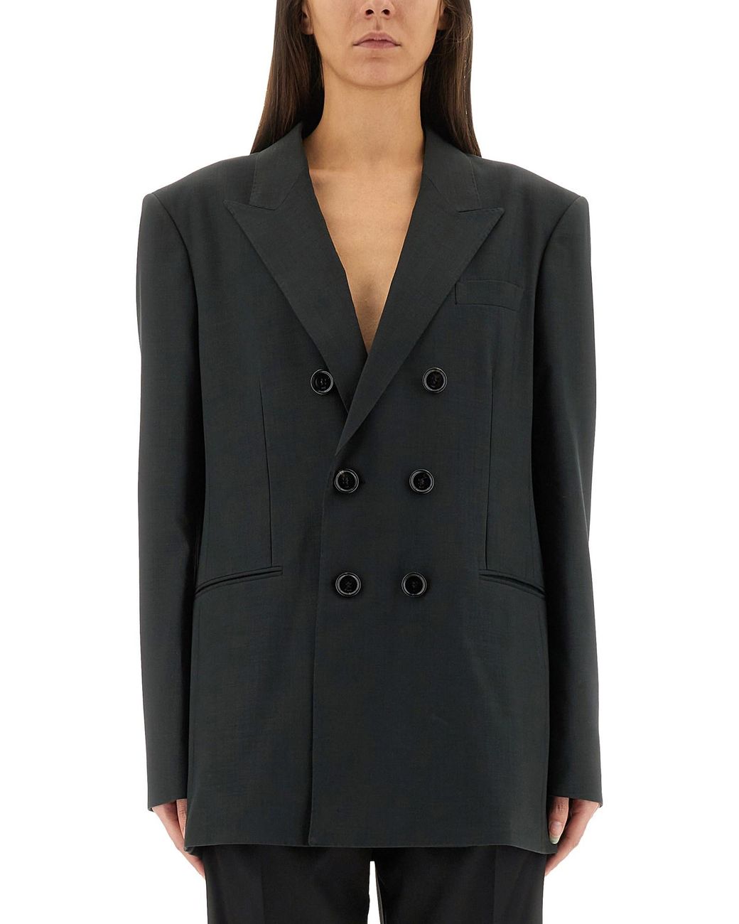 AMI Black Six-Button Jacket