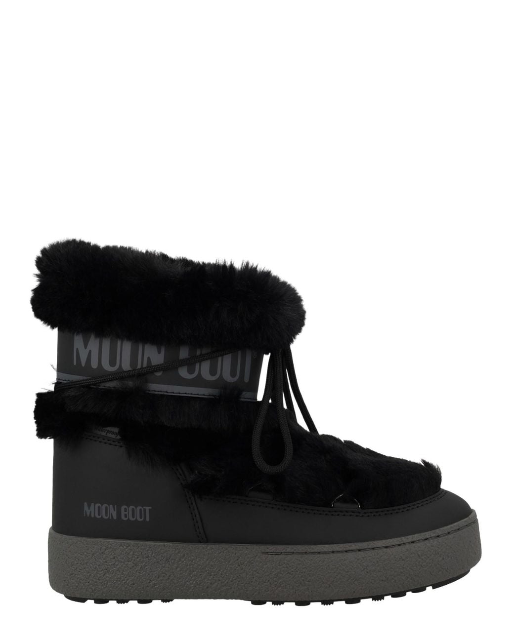 Moon Boot Black Stivaletto "Ltrack Low Faux Fur"