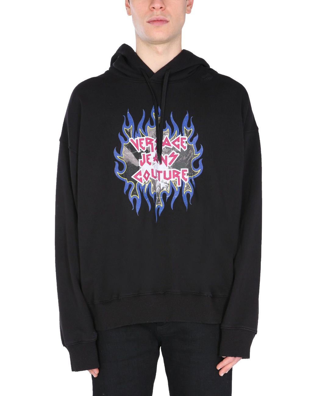 Versace Jeans Couture Black Sweatshirt With Rock Logo for men