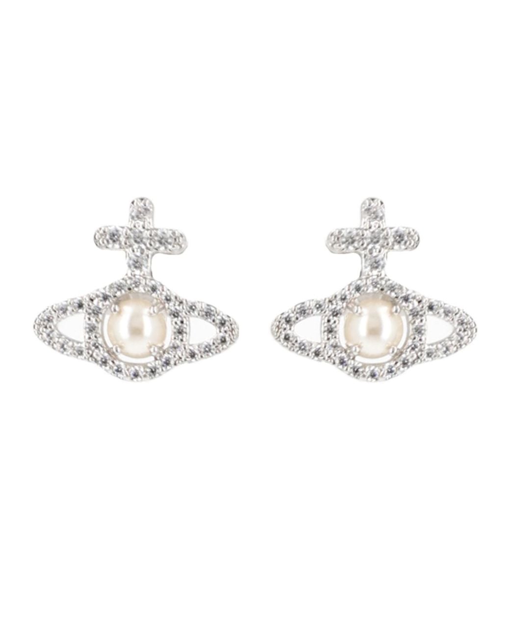 Vivienne Westwood Metallic Orb Pearl Stud Earrings